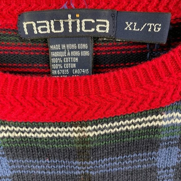 Nautica Plaid Crew Neck Sweater Size XL EUC - Picture 3 of 4